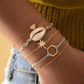 European And American Style Minimalist Braided Beaded Moon Shell Bracelet Set For Women