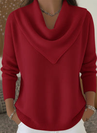 Womens Solid-color Long-sleeve Sweater Top