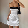 Black And White Halterneck Sexy Summer Slim-fit Short Dress