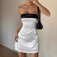 Black And White Halterneck Sexy Summer Slim-fit Short Dress