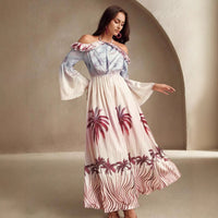 Printed Halter-Neck SpringSummer Resort Dress