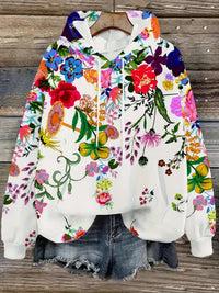 Printed Casual Street-Style Loose-Fit Women's Hoodie