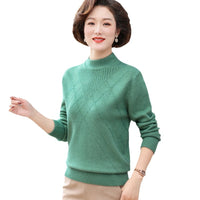 Mock Neck Sweater Mom's Fashionable Pullover Bottoming Shirt