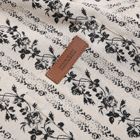 Vertical Stripes Small Floral Loose Short Sleeve Shirt
