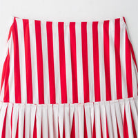 Fashion Striped Lace-up Half-length Midi Dress