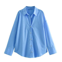 Women's Lapel Collar Multi-Color Long-Sleeve Single-Breasted Shirt
