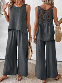 Casual Chic Elegant Floral Set With Hollow-Out Back