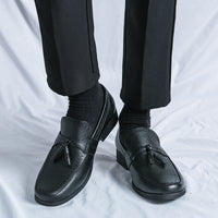 Men's Loafer Tassel Slip-on Business Casual Round Toe Leather Shoes