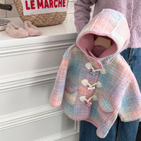 Girls' Fashion Casual Plaid Coat
