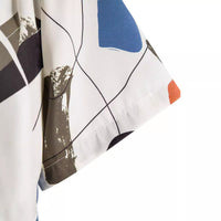 Casual Polo Collar Slim-fit 3D Printed Men's Shirt