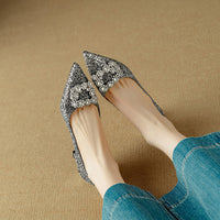 New Chunky-heel Rhinestone Square-strap Pumps