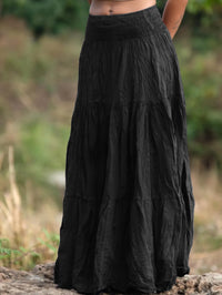 Women's Waist Smocking Mid-length Retro Daily Skirt