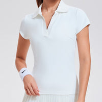 Cool-feel Athletic Polo-Neck Sports Top For Women
