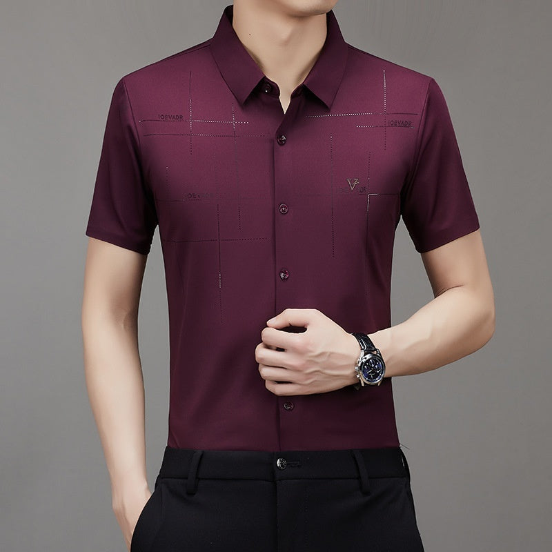 Summer New Men's Short-sleeved Shirt Seamless Business Shirt