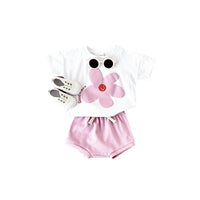 Baby Sun Print Top Casual Short Sleeve Two-piece Set