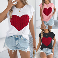 Women's Color-blocked Love Casual Loose Knit Sweater Top