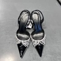French Tassel Rhinestone With Slingback Sandals