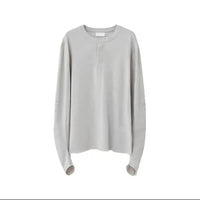 Cotton Henry Collar Embroidered Light Luxury Long-sleeved T-shirt Men And Women Same Style Top