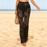 Casual Lace See-through Flared Pants For Women