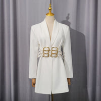 Commuter-style, Waist-cinching, Slim-fit Solid-color Blazer