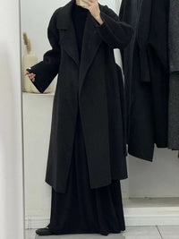 Women's Lace-up Long Elegant Woolen Coat