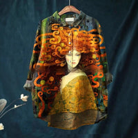Round Neck Shirt Vintage Printed Shirt