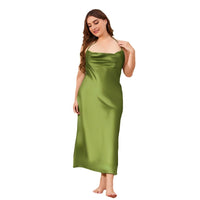 Womens Solid-Color Camisole Backless Viscose Nightdress