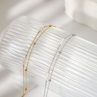 Womens Double-Layer Creative Beaded Multi-Strand Anklet