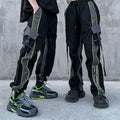 Drawstring waistband wide loose straight leg casual sports trousers