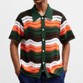 Men's Lapel Short-Sleeve Crochet Polo Shirt