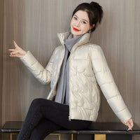 Womens Short StandUp Collar Padded Down Jacket With Cotton Padding