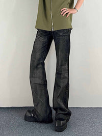 Washed Black Jeans Men's Straight Bootcut Trousers