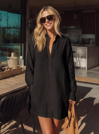 Women's Retro Henry Neck Loose Shirt
