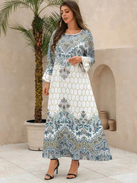 Yahua Floral Print Women's Abaya - Long Sleeved, Regular Style Dress