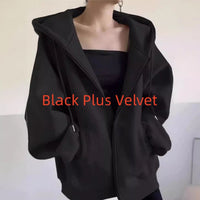 Maillard Vintage Zipper Hooded Sweater For Women Spring And Autumn