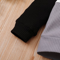 Long Sleeve Letter Print Top Solid Color Trousers Two-piece Set