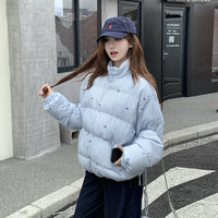 Women's Plaid Bow Print Warm Cotton Coat