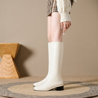 Square Toe Over-the-knee Stretch Chunky Heel Not Over The Knee Boots