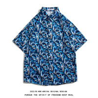 Men's Retro Hong Kong Style Short Sleeve Printed Shirt