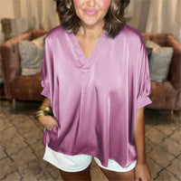 Women's Silk V-neck Short-sleeve Top
