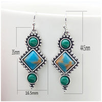 Vintage Thai Silver-plated Dragon Crystal Turquoise Earrings
