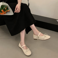 Retro Hollow Breathable Woven Mary Jane Shoes Women