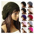 Women's Lady Beret Braided Baggy Beanie Crochet Warm Winter Hat Ski  Wool Knitted