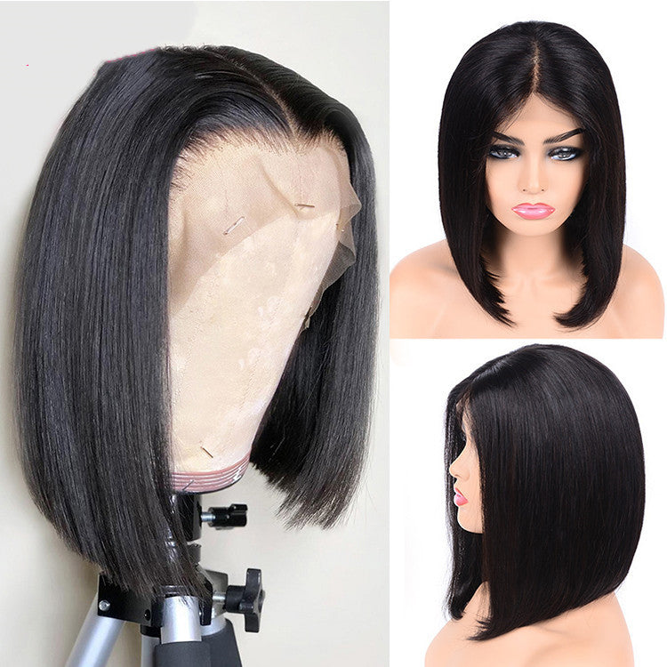 Front lace black short straight hair