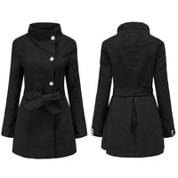Women's Long Slim Fit Long Sleeve Woolen Coat