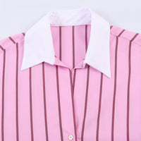 Women's Striped Fashionable Loose-fit Blouse Top