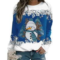 Fashion Christmas Snowman Round Neck Long Sleeve Women