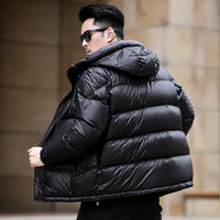 Mens Premium 90 White Duck Down Puffer Jacket With A Hood
