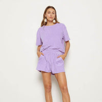 Simple Stylish Loose Short Sleeve Pajamas Two-piece Set For Women