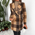 Casual And Versatile Button Women's Plaid Wool Coat